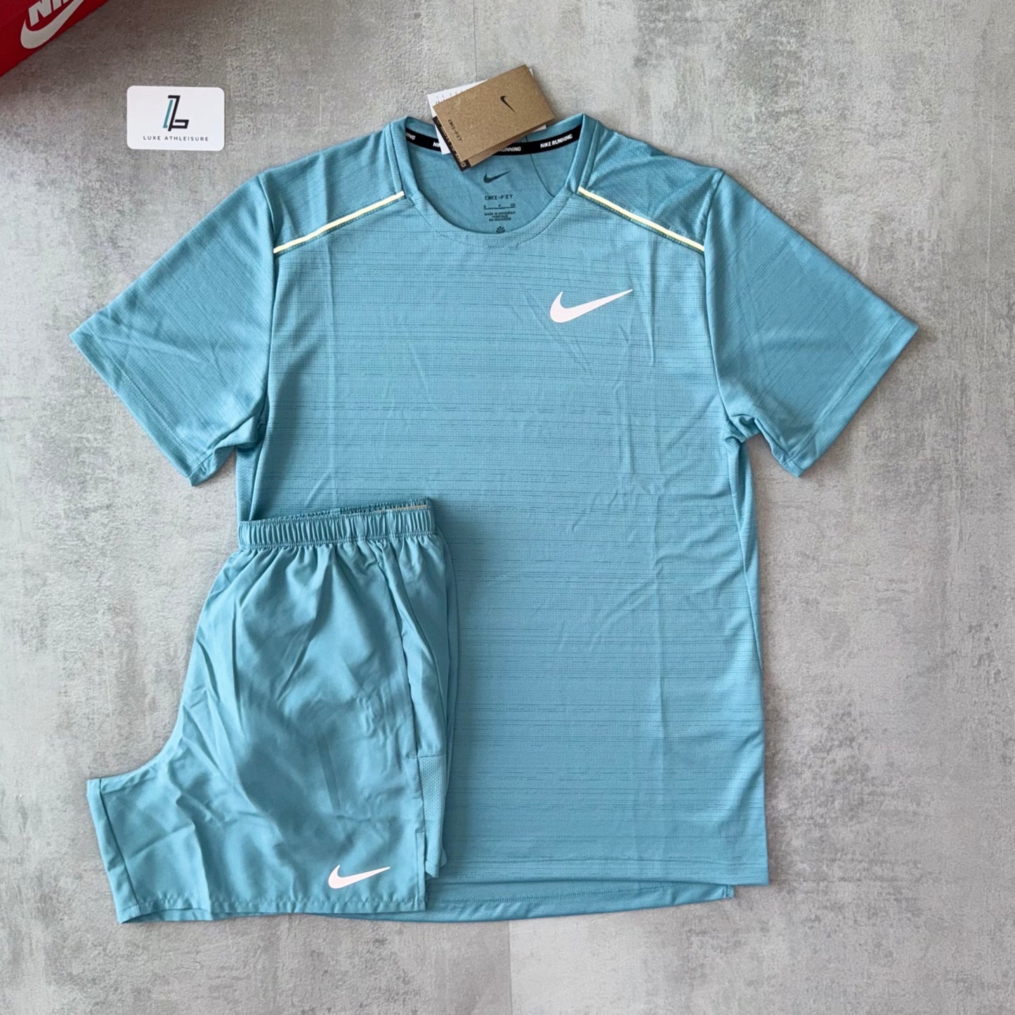 NIKE MILER & 5” CHALLENGER SHORTS SET ‘DEMIN TURQUOISE’