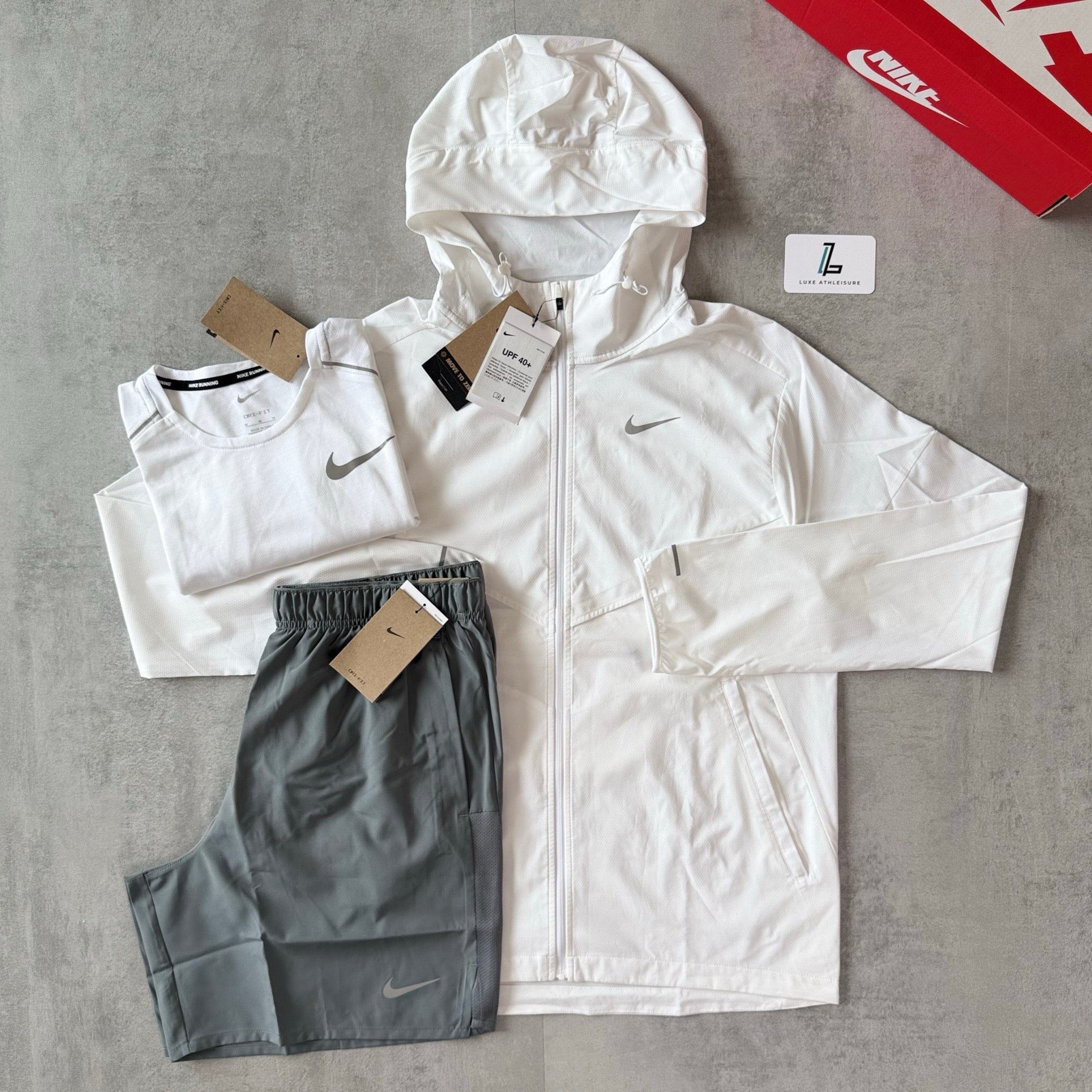 NIKE UV WINDBREAKER 3 PIECE SET ‘WHITE/GREY’