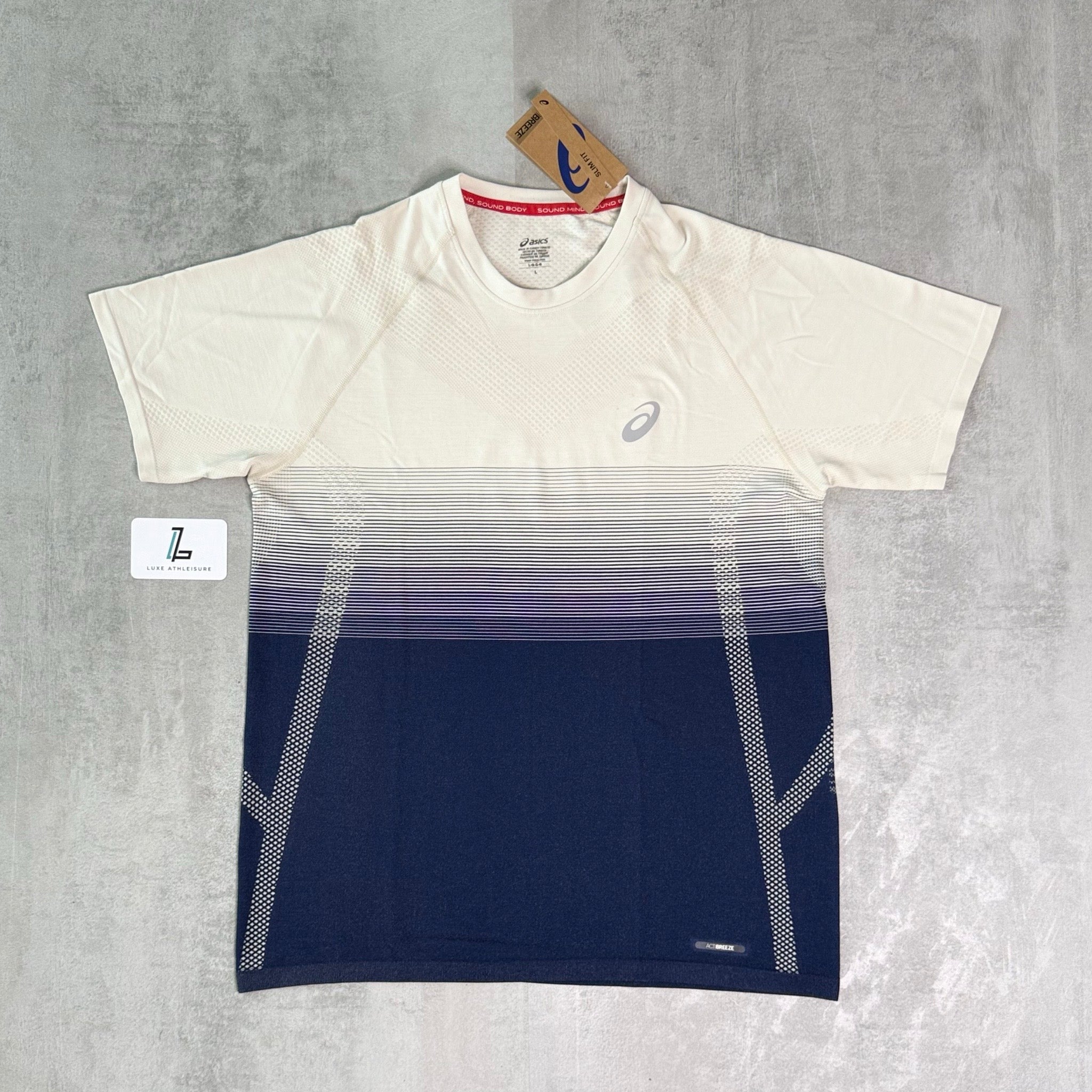 ASICS SEAMLESS T-SHIRT ‘BIRCH/BLUE EXPANSE’